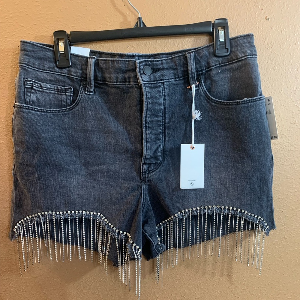 Good American Bling Bombshell Denim Shorts 12 - NWT